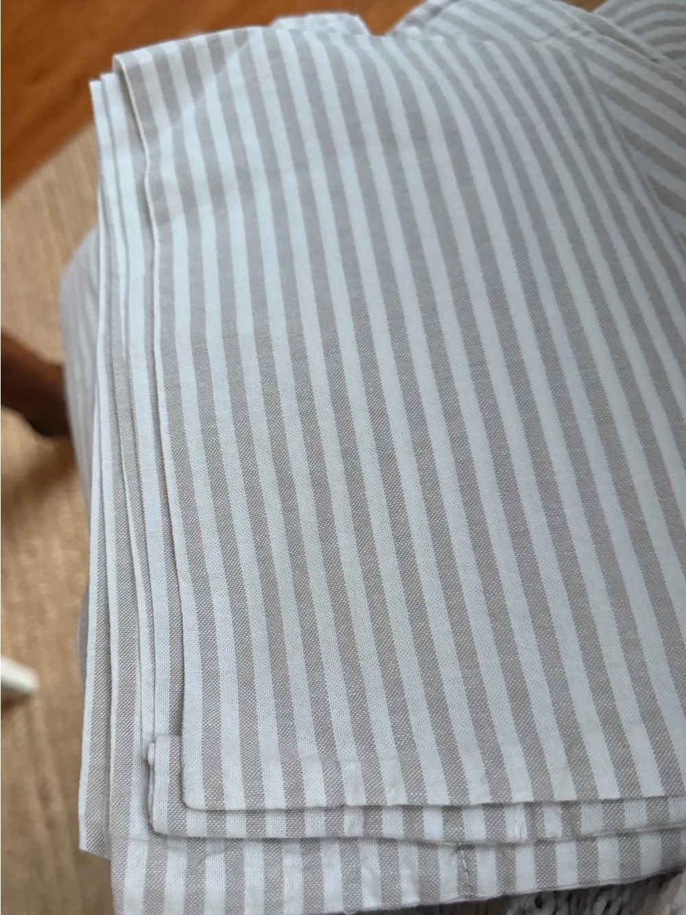 Pottery Barn Twin XL Boxter Organic Cotton Sheet Set Ivory Latte Stripe Dorm
